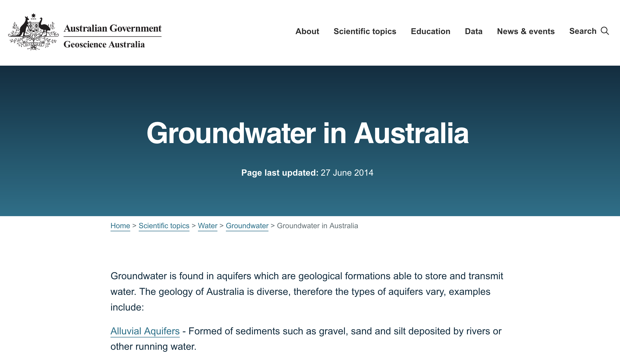 Principal aquifers