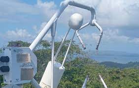Eddy covariance system consisting of an ultrasonic anemometer and infrared gas analyser. The anemometer measures the wind speed and direction, and the infrared gas analyser measures the water vapour concentration. Eddy covariance