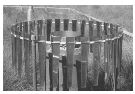 Turbulent flow over an elevated rain gauge. Turbulent flow
