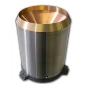 Tipping bucket, using steep angles and metal for minimising wetting loss. Metal Bucket