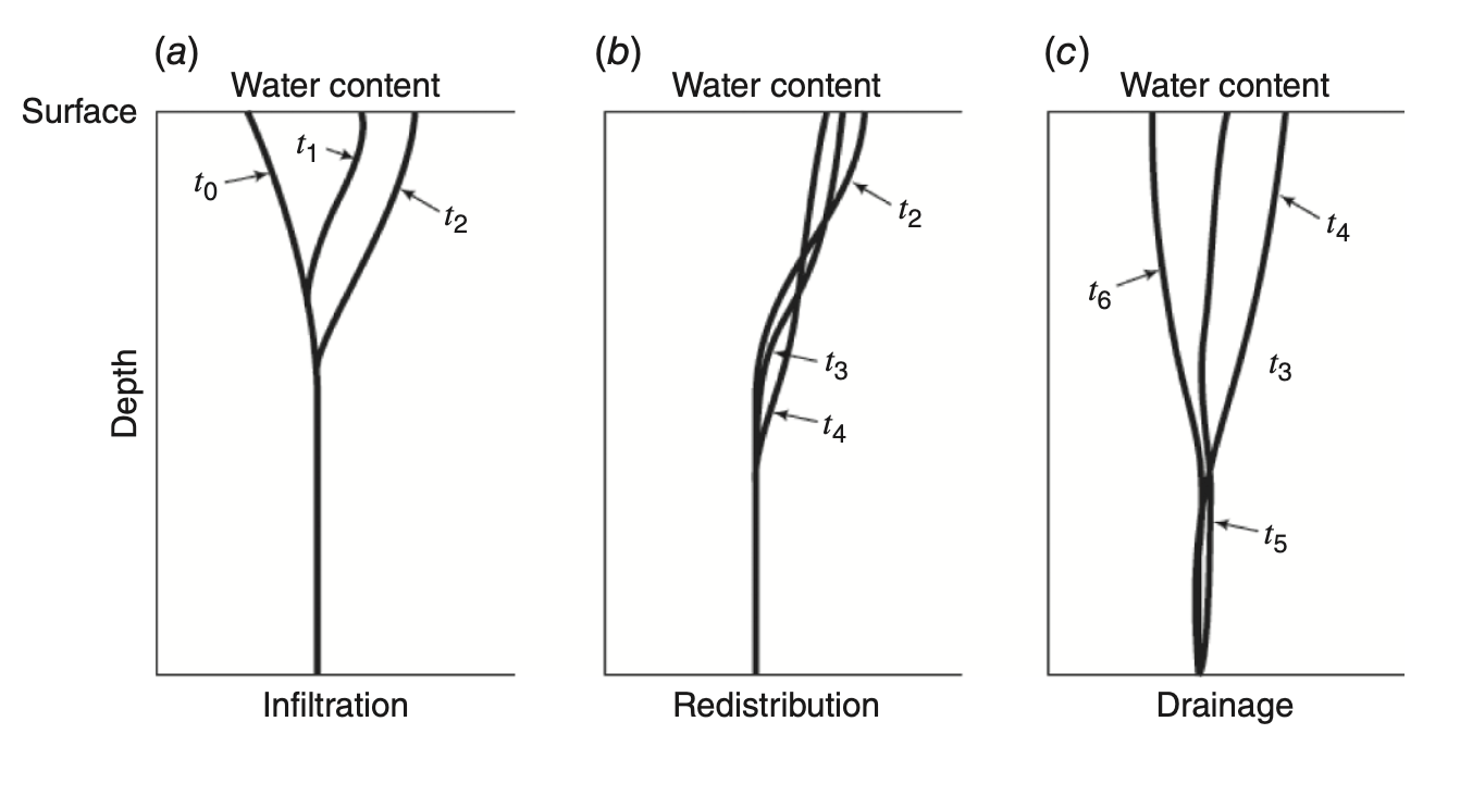 Processes of infiltration redistribution and recharge Infiltration stages