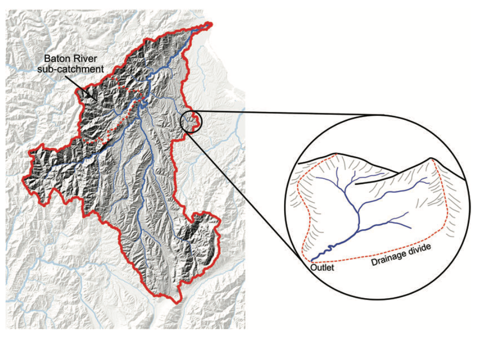 Catchment boundaries and surface drainage patterns catchmentmap
